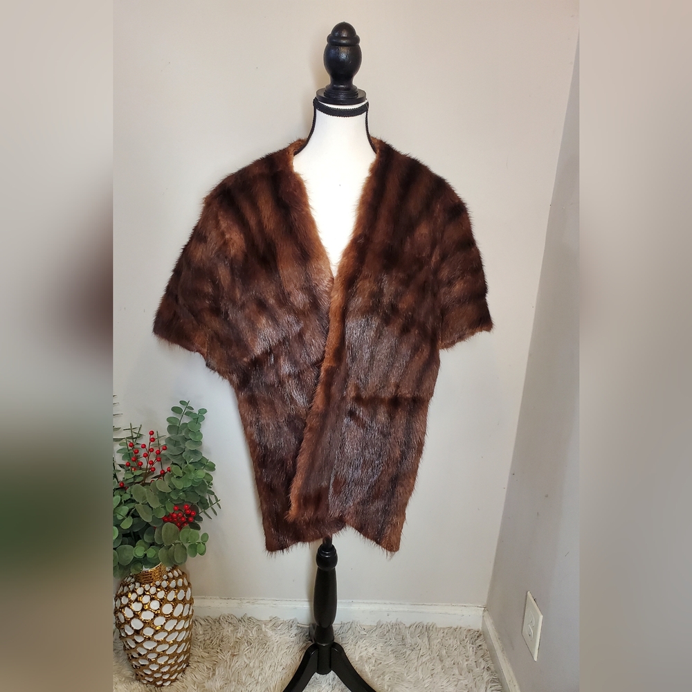 Vintage Original Gimbel Brothers 1930s Genuine Mink Fur Stole Shawl Broun One Sz - Picture 8 of 13